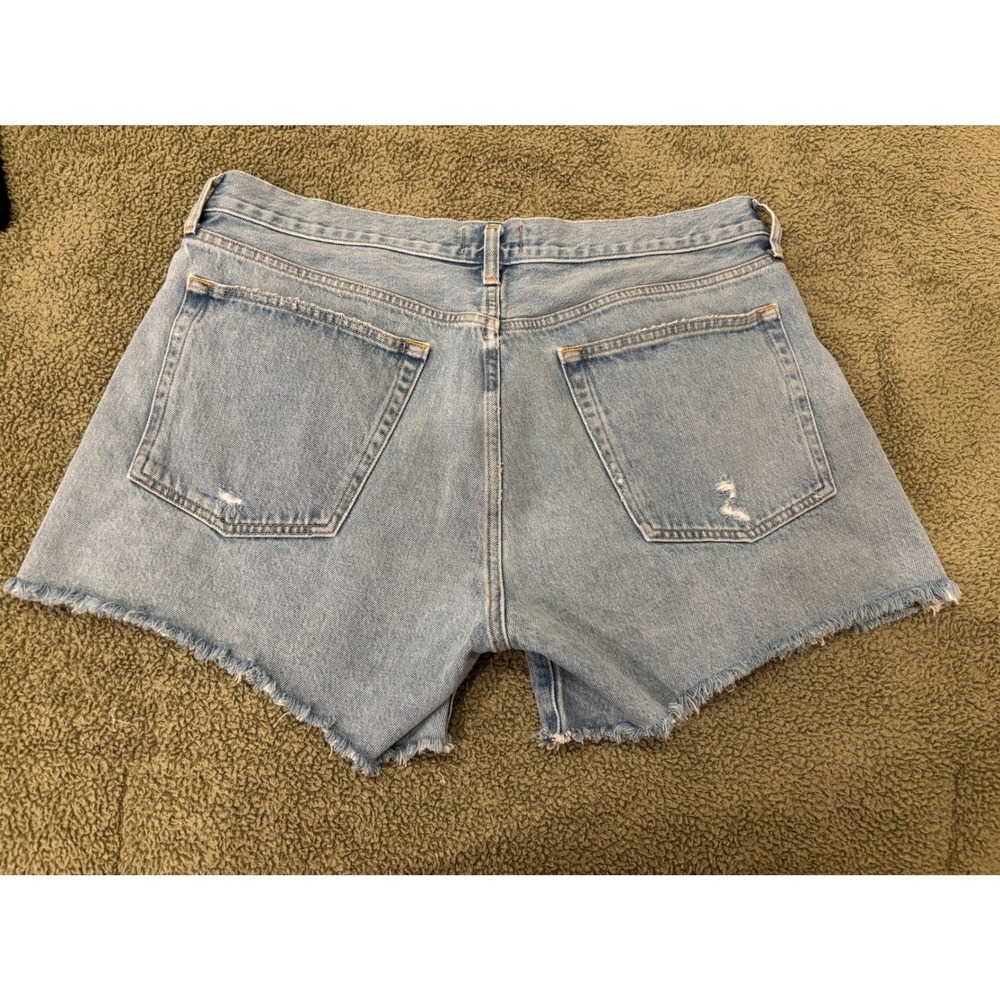 AGOLDE Parker Long High Rise Distressed Denim Shorts Cut Offs Light Wash 33 - Picture 3 of 5